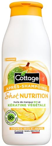 COTTAGE - Après-shampoing Shot Nutrition à la Kératine végétale et Huile de Mangue BIO - 98% d'ingrédients d'origine naturelle - Cheveux secs et abimés - Flacon 100% recyclé - 250ml