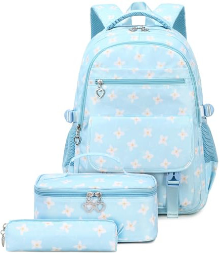 Joyfulife School Backpack and Lunch Bag Set for Girls, Lightweight Teen Backpacks for Girls School Bags Kids Backpack with Lunch Box and Pencil Case