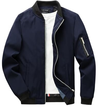 Shuanghao Hombre Primavera Otoño Casual Chaqueta Clásica Bomber Fit Cuello Alto Ropa Deportiva Transición Chaqueta Cortavientos Ligeras Vintage Estilo Informal Cazadora Softshell Masculina Chaqueta