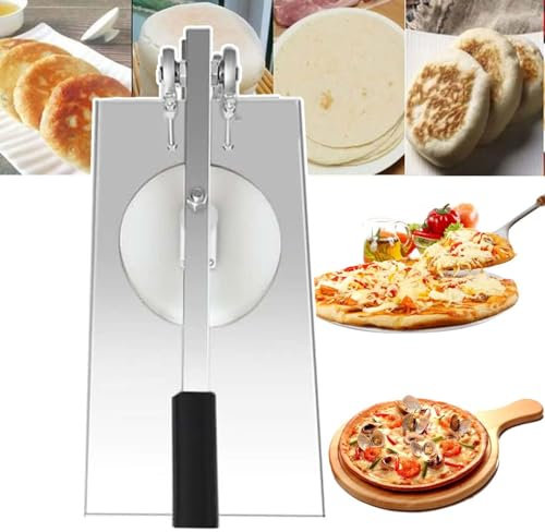 Prensa de masa de pizza, prensa de pizza doméstica de acero inoxidable de 16/18/20/24 cm, prensa manual for láminas de chapati y tortillas, herramienta de cocina doméstica for hacer repostería(24cm)
