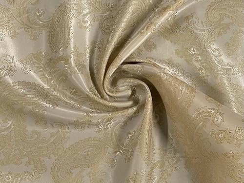 Paisley Jacquard Satin Lining Fabric Material Champagne 10MTR