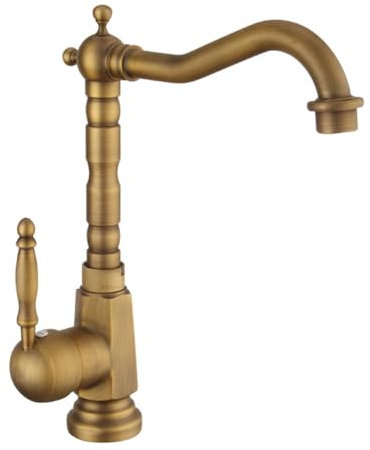 Wasserhahn Bad Waschtischarmatur Hoch Auslauf Retro Antik Stil 360° Drehbar Messing Einhebel Mischbatterie Waschbecken Armatur, Badarmatur Waschtischbatterie Badezimmer, Bronze