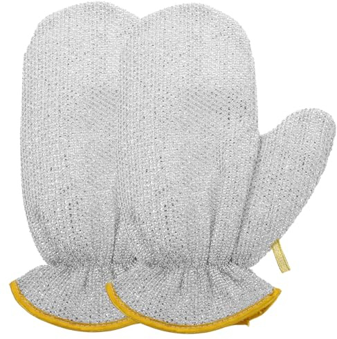 WATIIFUFU Waterproof Non-slip Dishwashing Gloves 2pcs Aluminum Foil Heat-resistant Lining, Supple Long Kitchen Cleaning Gloves for Household Use Random Color