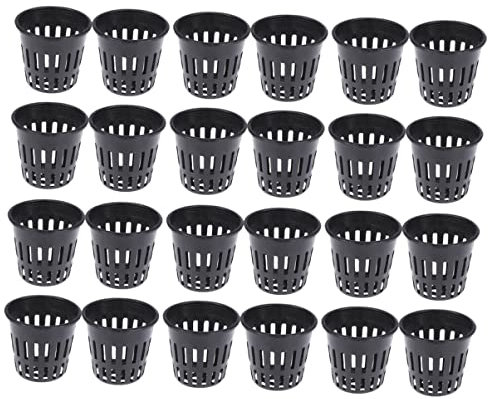 Happyyami 24pezzi Secchio Per Piantumazione in Acqua Tazze Per Colture Idroponiche in Plastica Nero Supporto Rete Per Piantumazione