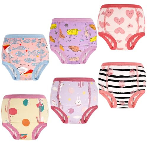 MOEMOE BABY Töpfchen Trainingshose 6 Stück Baby Trainingshosen Töpfchen Unterwäsche Kinder für Mädchen 7 Jahre