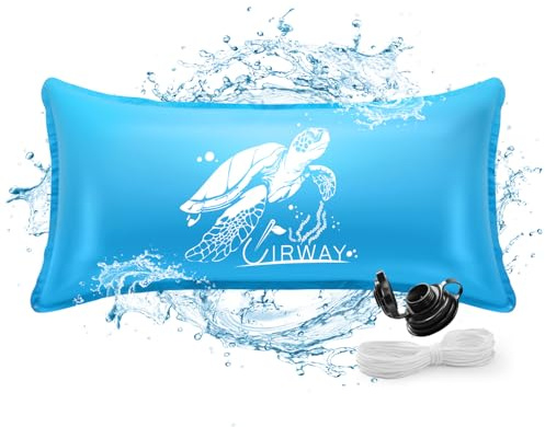 UIRWAY Poolkissen Winter XXL | 200cm x 400cm Poolkissen mit Doppelnaht | Luftkissen Pool Winter inkl. Reparaturkit & 15m Seil | Winterkissen für Winterfeste Pool Abdeckung Schutz