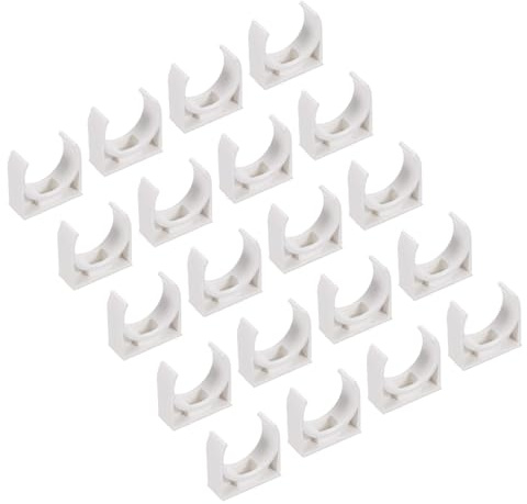 sourcing map 20 Pcs PVC U-Type Tube Pipe Fitting Clamps Clips Connectors Inner 25mm White Snap Connection for Hose Electrical Conduit Home Furnishing