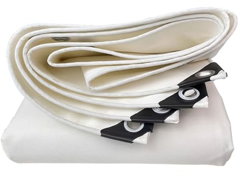 Telone in Tela Impermeabile ad Alta Resistenza 1,6x6 m con Occhielli in Metallo, Telo di Copertura Bianco per Uso Esterno, Personalizzabile e Resistente (Monocolore 3x4 m (9,8 Piedi x 13,1 Piedi))