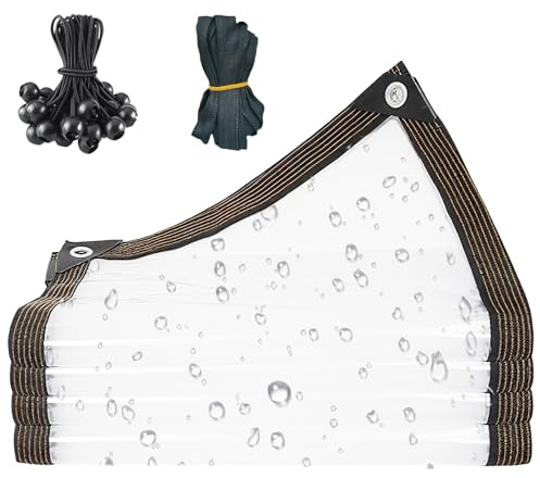 Bache Transparente Exterieur Jardin Pluie Bache Etanche, 1-10m Bâche Imperméable en Plastique avec Élastique De Serrage, pour Serre/Pergola/Balcon/Isolation des Plantes(1x10m)