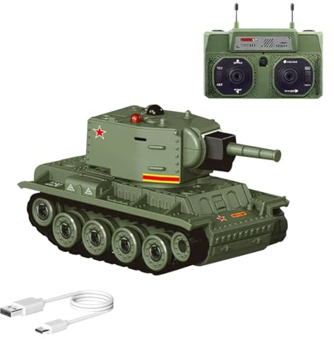 BAUBAUPLAY 1:64 Mini RC Panzer Modell, 2.4Ghz Fernsteuerung Kampfpanze Modell mit Drehbarer Turm & Kettenantrieb, RC Spielzeug für Erwachsene