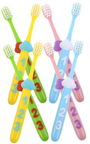 Beatifufu 2 Sätze Kinderzahnbürsten Soft Borsten Zahlen-griff für Jahre Weiche Kinderzahnbürste Manuelle Babyzahnbürste für Zahnwechsel Sanfte Reinigung und Gesunde Mundpflege