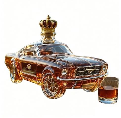 Decantador de whisky, decantador de autos de carreras de 300 ml, botellas de vino de diseño de autos deportivos vintage clásicos clásicos, decantador de vidrio novedoso para hombres bar de bebida