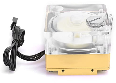BAFOVY Pompa di Raffreddamento Ad Acqua, Design in Alluminio Acrilico, Prestazioni Ultra Silenziose, Controllo della velocità PWM, Adatto per PC da Gioco Ad Alte Prestazioni (GOLD)