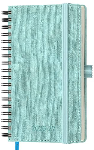 IN-LUXPRO Kalender 2026 2027, Wochenplaner Vertikal mit Spiralbindung | 18 Monate Terminplaner (Jul 2026 bis Dezember 2027) in A6 16,4x9,5 CM, ausgestattet Monatsregister, Himmelblau