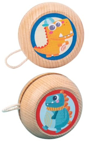 BESPORTBLE Giocattoli Yo-Yo in Legno 2 Pezzi per Giocattolo Educativo per Esercizio Polso e Coordinazione Occhio-Mano Piccolo Yo-Yo Design Cartone Animato per Gioco All’Aperto