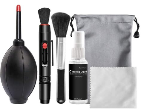 Rengöringsset för kamera – objektivset, luftfläktsverktyg, mikrofiberborste, rengör kameralinsen | Tangentbordsunderhåll för resestudiofotografering Använd Pro Set Portable Organizer Box