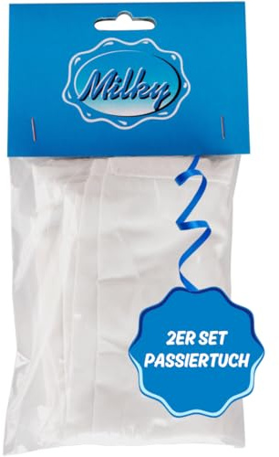 Milky 2er Set Topfensack 25x33 cm - Hochwertiges & nachhaltiges Passiertuch - Premium Safttuch für Fruchtsäfte - Nussmilchbeutel für Quark & Joghurt - Käsetuch zum Käse selber machen