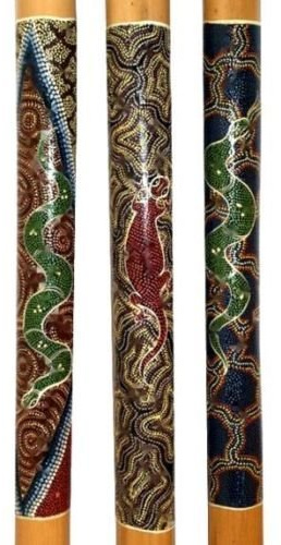 Wogeka - 100 cm Regenmacher - Rainstick Rainmaker aus Bambus mit Dot-Paint Bemalung Musik Meditation