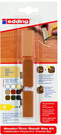 edding 8902 Holzboden-Reparaturwachs-Set - Buche - 3 Hartwachse - zum Ausbessern von Beschädigungen und Kratzern in Holzböden