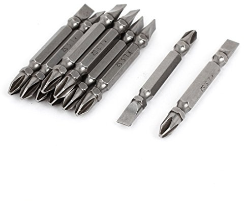 sourcingmap 10pcs Embouts de tournevis Phillips cruciforme PH2 à fente de 6 mm magnétiques à double extrémité