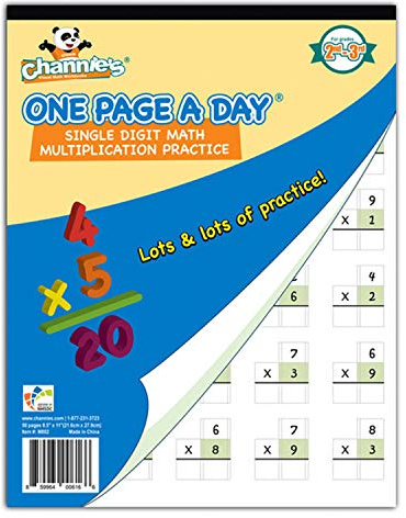 Channie's One Page A Day Single Digit (Beginner) Multiplication Math Problem Workbook for 2nd Graders and 3rd Grade Simply Tear Off On Page a Day For Math Repetition Exercise!