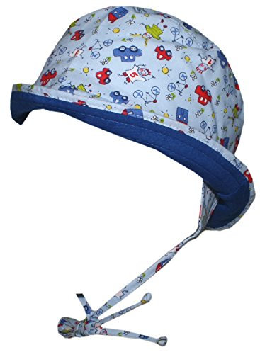 maximo Frecher Sonnenhut zum binden in Hellblau mit Autos Allover UV Schutz 15 (47 cm)