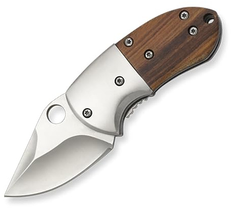 Navaja EDC para bolsillo con hoja de acero inoxidable de 5 cm y empuñadura de madera para Caza, Pesca, Camping, Outdoor, Supervivencia y Bushcraft Albainox 18509