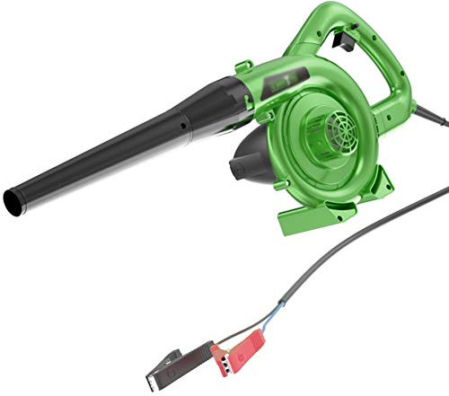 12V/24V Soplador de Hojas eléctrico con Cable de Mano,Soplador Aspiradora 2 en 1 con Bolsa de Recogida,para Garaje jardín y Patio