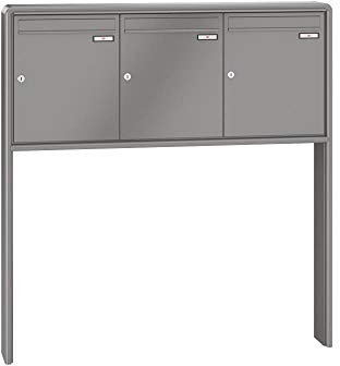 RENZ / RS2000 / 3er Freistehende Briefkastenanlage Standbriefkasten/RAL-Farbe 9007 Volumen 23 L/zum Einbetonieren/Dein-Briefkasten.de