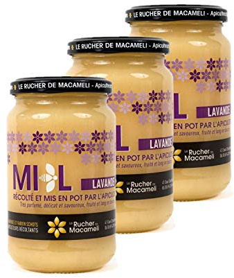 Lot 3x Miel de Lavande - Drôme - Rhône Alpes - Le Rucher de Macameli - pot 500g