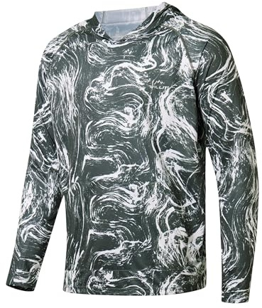 Willit Men's UPF 50+ Sun Protection Hoodie Shirt Long Sleeve Rash Guard Fishing SPF Outdoor UV Shirt Lightweight Pocket Fog S