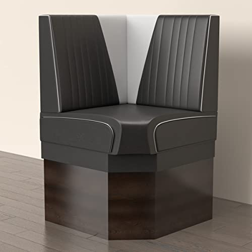 GGMMÖBEL Diner Vegas 2 | Diner Eckbank | B:H 64 x 133 cm | V-Steppung | Schwarz | Leder | American Diner Möbel, American Hochbank, Thekenbank