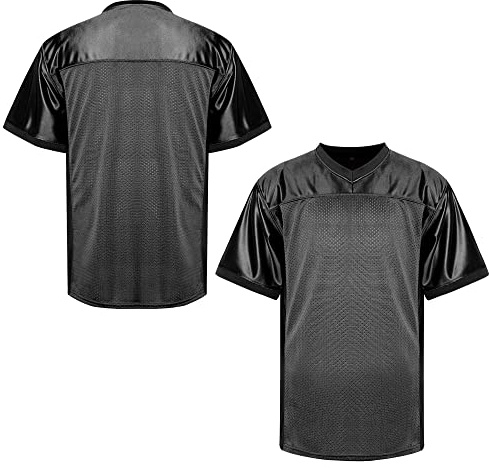 MESOSPERO Maglia da football americano vuota, da uomo, stile hip hop anni '90, per feste, allenamento, sport, T-shirt nera, bianca, rossa, verde, S-3XL, XL