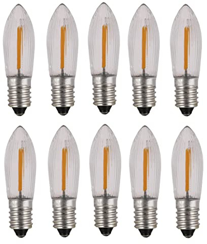 ShuoHui E10 COB LED Filament Ersatz-Riffelkerze für Lichterketten mit 15+16 Brennstellen warmweiß 14V to 55V 0,2 W (20)