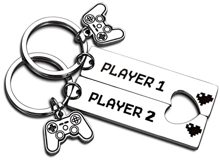 2 Stück Gamer Paare Schlüsselanhänger - Player1 Player2 Spiel Schlüsselanhänger Partner für Ihn Sie Freund Freundin - Geschenk für Valentinstag, Weihnachten, Geburtstag, Jahrestag