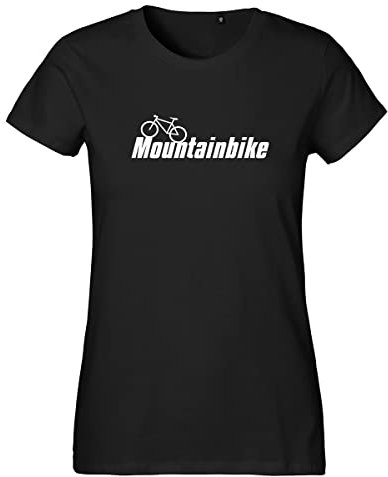 Huuraa Damen T-Shirt Mountain Bike Fahrrad Geschenk Größe XS Black Bio Baumwolle Fairtrade Mountain Bike Mode