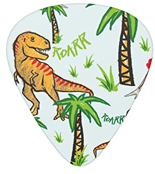 Gitarrenplektren Cute Rex Dino Graffiti Green Plektrum für E-Bass Gitarre Akustik Gitarre Liebhaber Geschenk 12 Stück mit Box