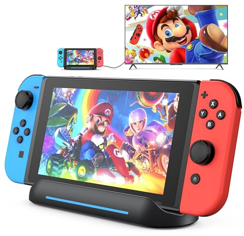 5 in 1 Switch Dock for Nintendo Switch OLED TV Adapter Switch Docking Station with HDMI USB 3.0 Port Type C Charging Type C Connectors Travel Switch Base Portable USB C Hub Stand(NOT for Switch 2)