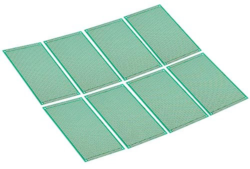 PATIKIL 5.9 x 3.5 PCB Board Circuit, 8 Pcs Prototype Perfboard Solder Boards for DIY Soldering and Electronic Project Circuit Boards Solderable Breadboard, Green