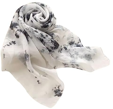 Rubruan Damen Seidentuch Halstuch Seidenschal – Chinesische Luxuriöse 100% Echte Maulbeerseide Naturfaser Handarbeit Färbung Tie-Dye Batik Vierecktuch Kopftuch – 90 x 90 cm (Tusche)