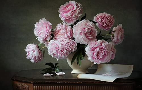 Puzzle 1000 Pieces Bouquet De Pivoines dans Un Vase Fleurs Vintage 75 * 50Cm
