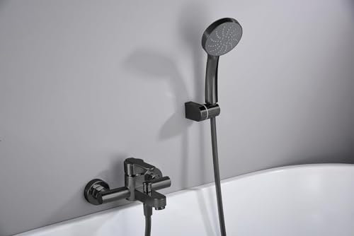 Robinet mitigeur de baignoire et douche en laiton avec douchette (noir mat)