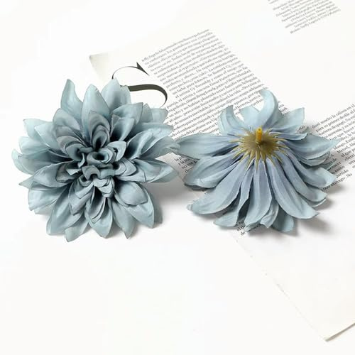 GeRRiT Lot de 5 têtes de fleurs de dahlia artificielles en vrac, décoration de Noël, décoration d'intérieur, décoration murale de mariage, accessoires de fleurs artificielles - bleu lac - 5 pièces