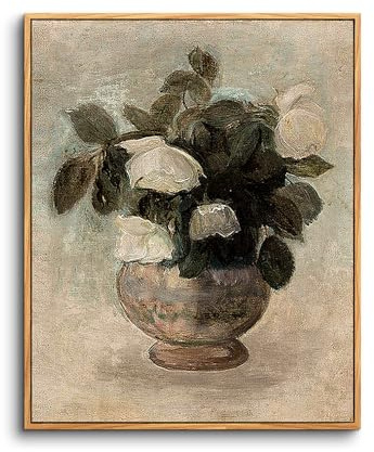 hyidecorart Vintage Bilder mit Rahmen Blumen Gemälde Wohnzimmer 20x25 cm | Retro-Kunst, HD-Druck, Einfach Aufzuhängen, Schnelle Montage, Für Viele Räume, Klassische Wanddeko, Geschenk, Klein