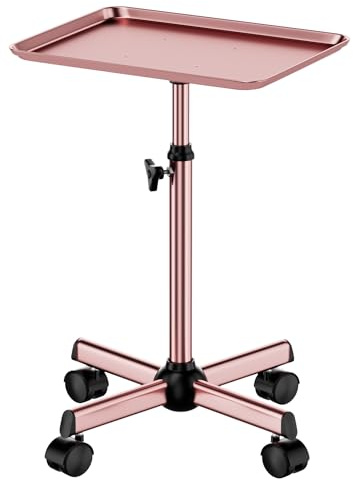 Vassoio da salone per tatuaggi, vassoio per spa, vassoio dentale regolabile in altezza, vassoio su ruote per parrucchieri, carrello per parrucchieri, oro rosa