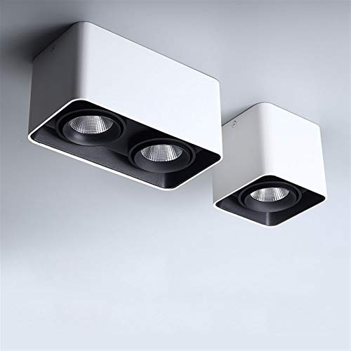 Lámpara de techo Downlight LED Downlight montado en la pared 10W 20W 24W COB Spot Light Lámpara de techo de cabeza simple/doble Luz empotrada montada en superficie (Color de emisión: blanco frío