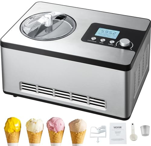VEVOR Máquina Automática para Hacer Helados 2 L Heladera Profesional 180 W Máquina para Hacer Helados Eléctrica Pantalla LCD Preparación Rápida sin precongelación para Hacer Sorbetes de Yogur Helado