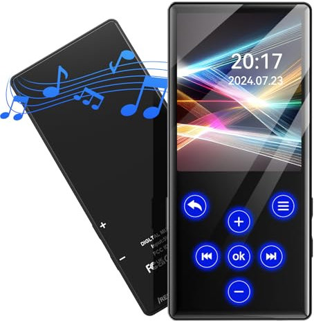 Gueray Lecteur MP3 128 Go avec Bluetooth Portable Lecteur de Musique Numérique avec Son HiFi Haut-Parleur Intégré Support Radio FM Enregistreur Vocal Ebook Carte TF