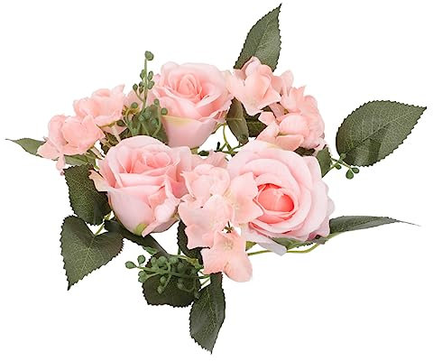 Alipis Realistischer Rosenkerzenhalter – Künstlicher Blumenkranz Für Die Heimdekoration Perfekt Als Weihnachtstischkranz
