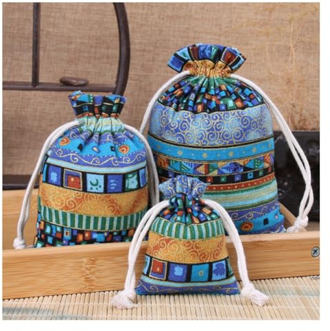 Wisafory 10 Stück Stoffbeutel mit Kordelzug Bunte Jutesäckchen Kleine Geschenksäckchen Schmuckbeutel Baumwolle Säckchen für Lavendel Weihnachten Schmuck Geburtstagsfeier Hochzeit Blau 13 x 18 cm